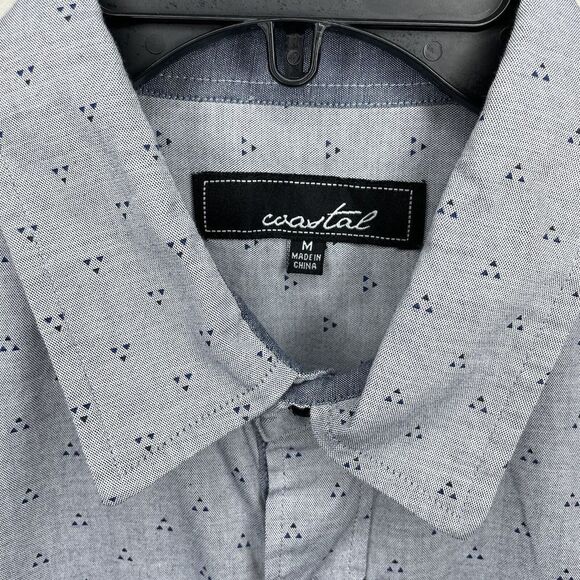 COASTAL Shirt Mens Medium M Button-Up Geometric Print EUC Cotton-Blend - Picture 3 of 7